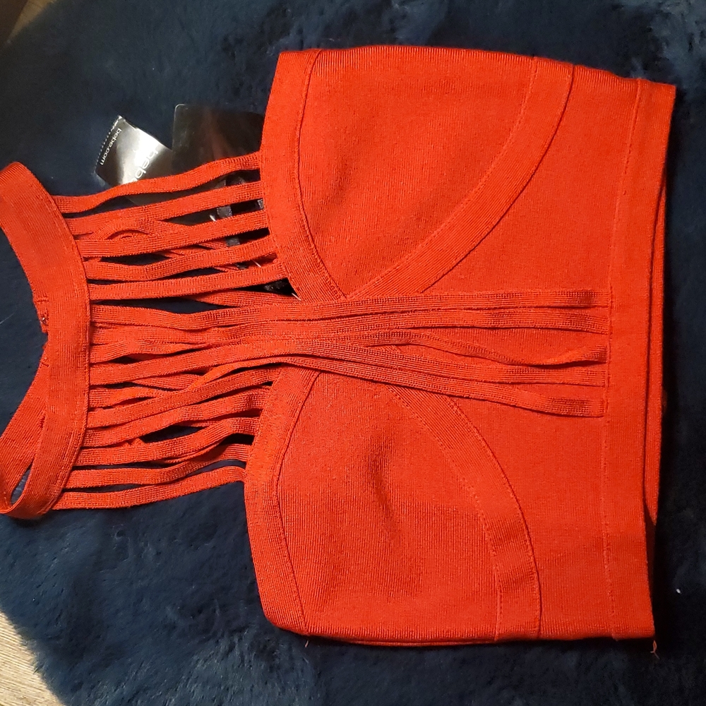 BEBE red crop shirt.  XS